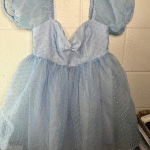 SUGAR THRILLZ Courtship Babydoll Dress Pastel Blue